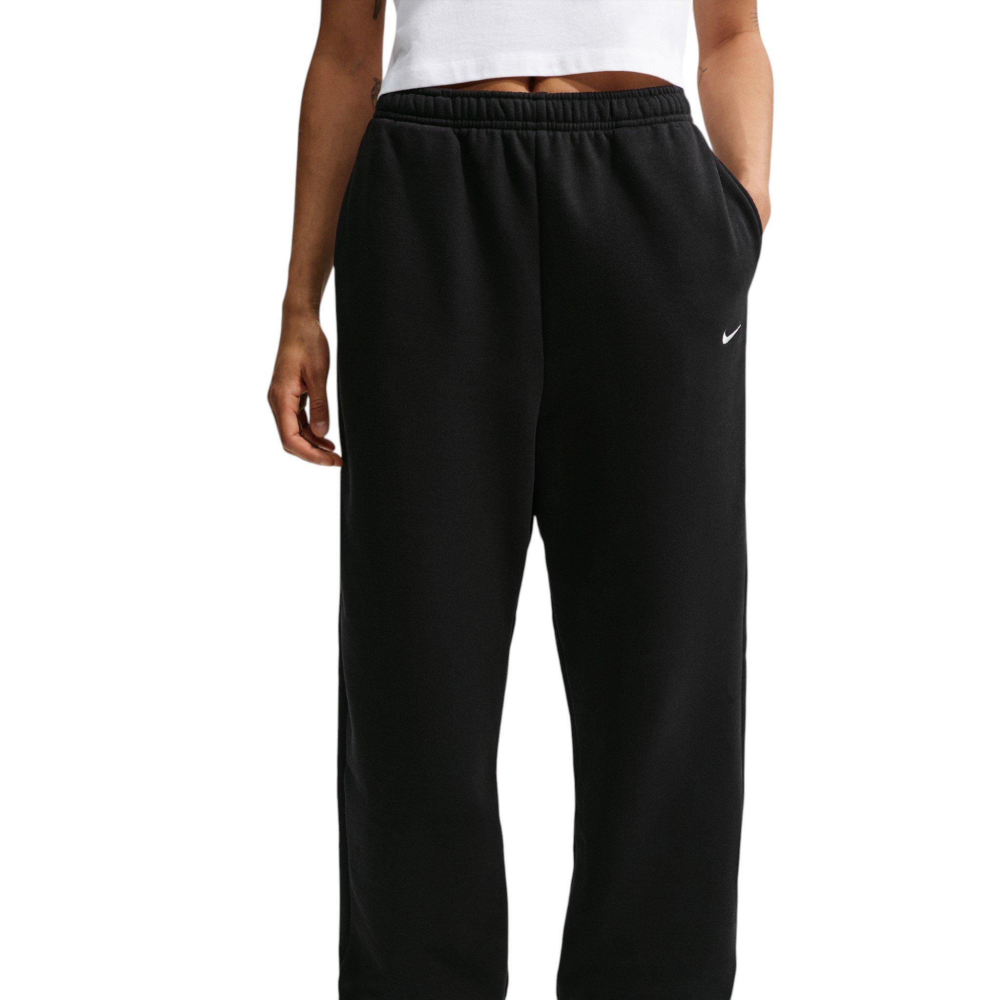 Nike Women's Studio Fleece Medium Weight HR Oversized Cuffed Pants - Black - BLACK